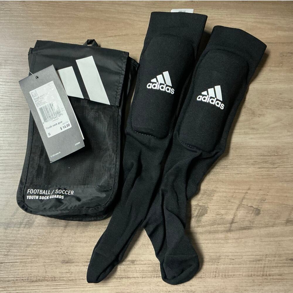 adidas Football Youth Sock Guard Black White AH7764 Size S NWT - Picture 2 of 6